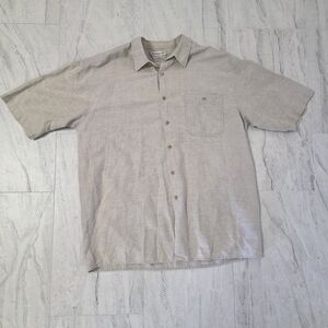Men's Linen Blend Beige Button-Down Shirt